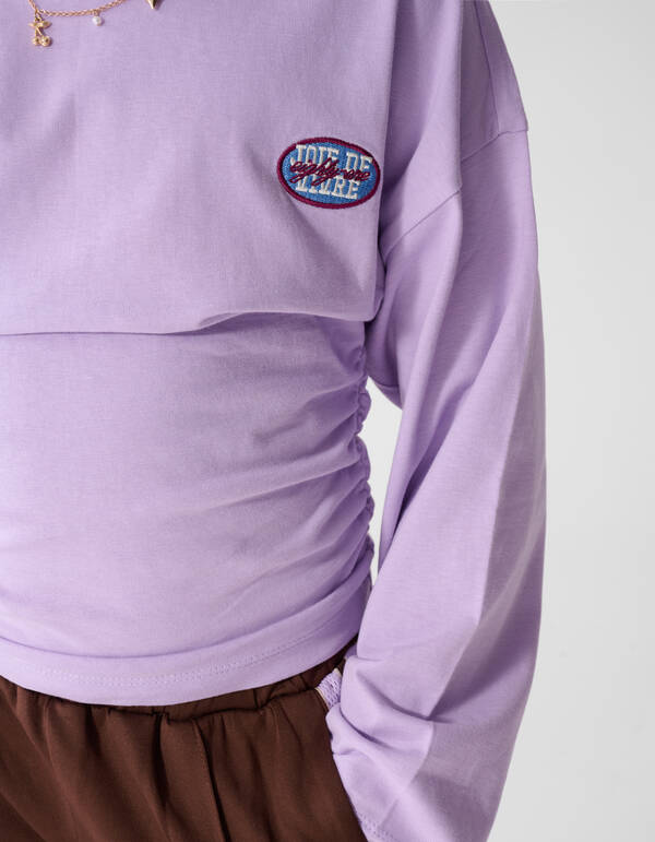Lila Langarmshirt mit Raffungen SHOEBY GIRLS
