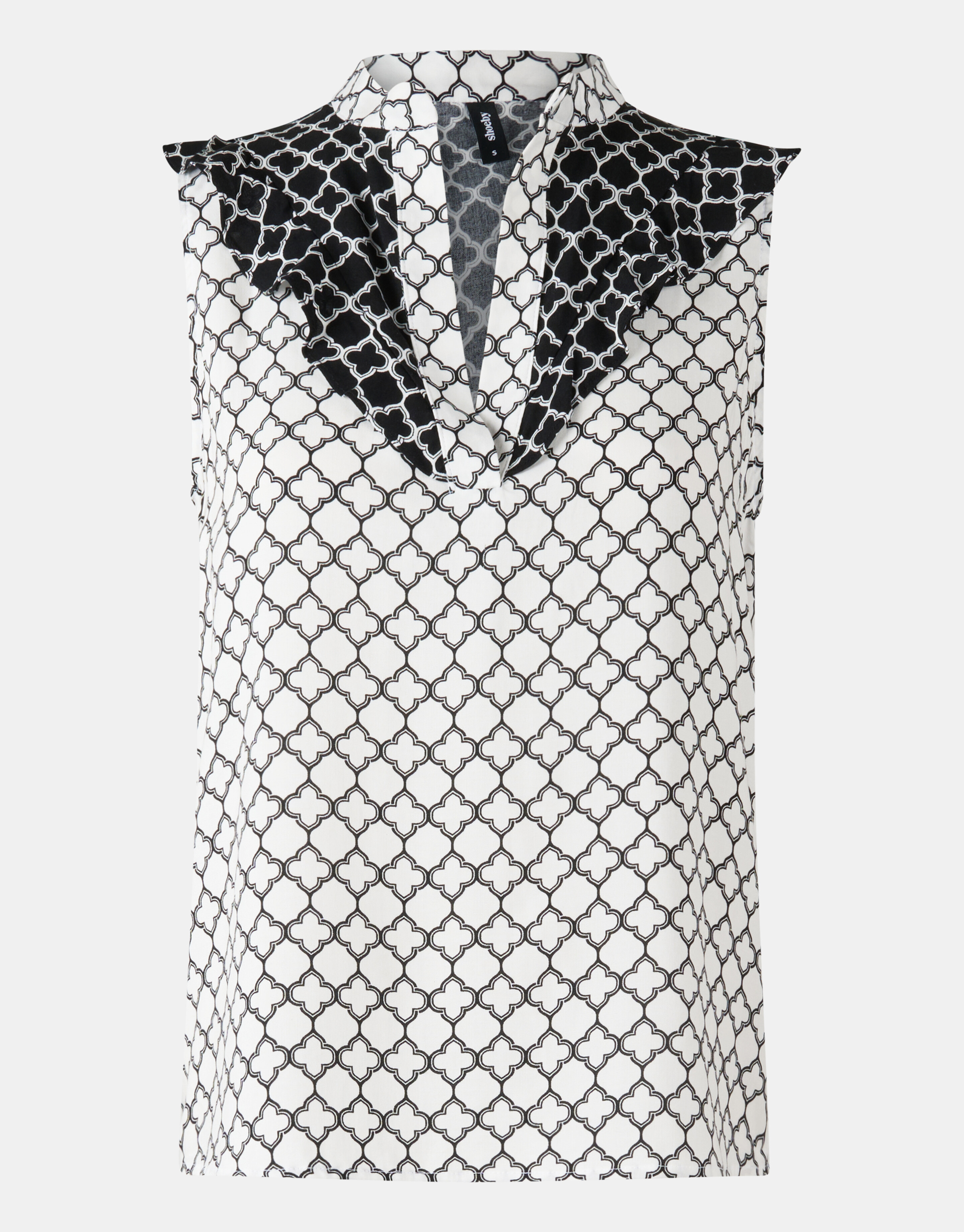 Ärmellose Bluse mit grafischem Druck Schwarz/Weiß SHOEBY WOMEN