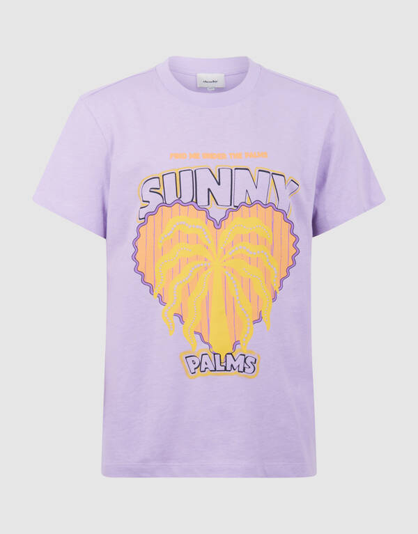 Sunny Palms Artwork T-Shirt Helllila SHOEBY GIRLS