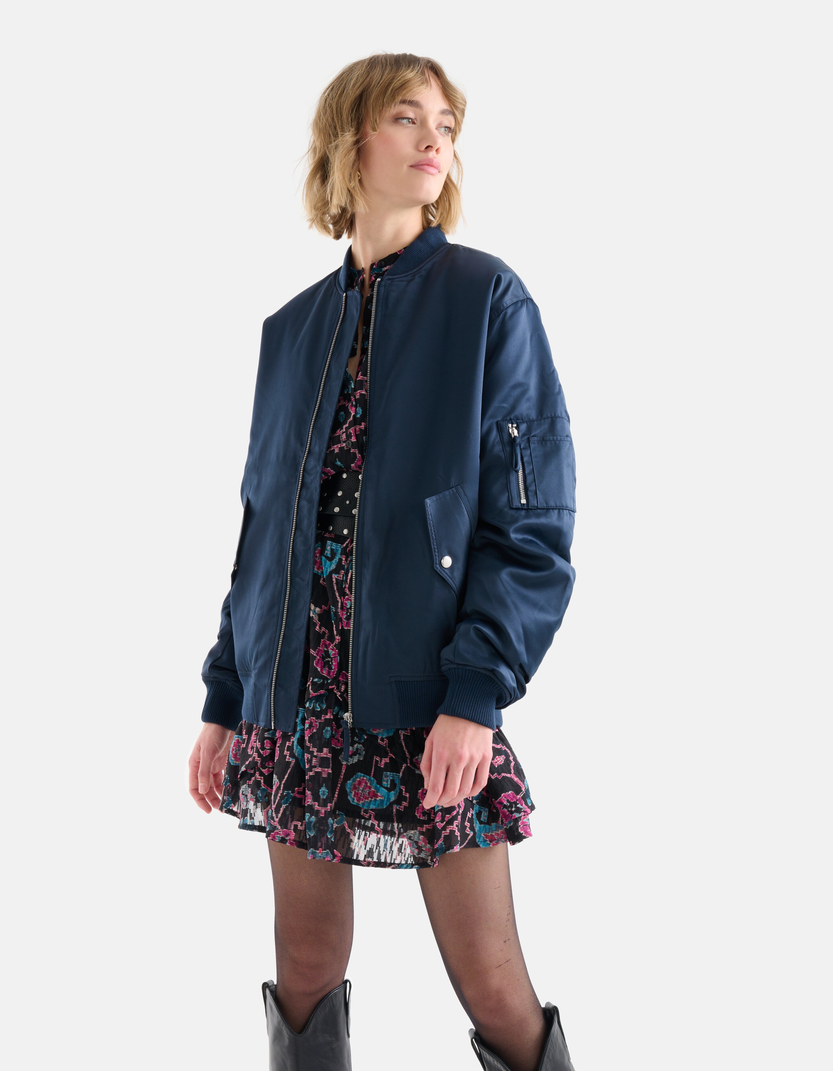 Satin-Bomberjacke Dunkelblau SHOEBY WOMEN