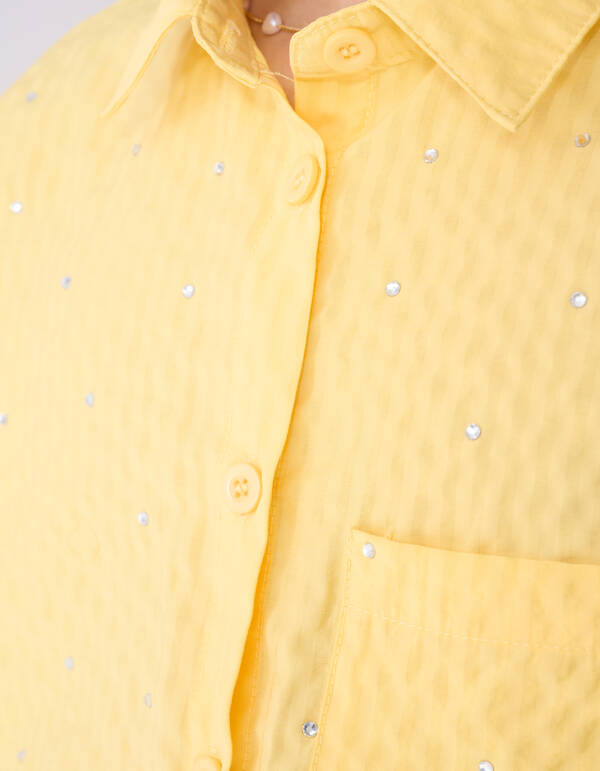 Pinstripe-Strass-Bluse Hellgelb SHOEBY GIRLS