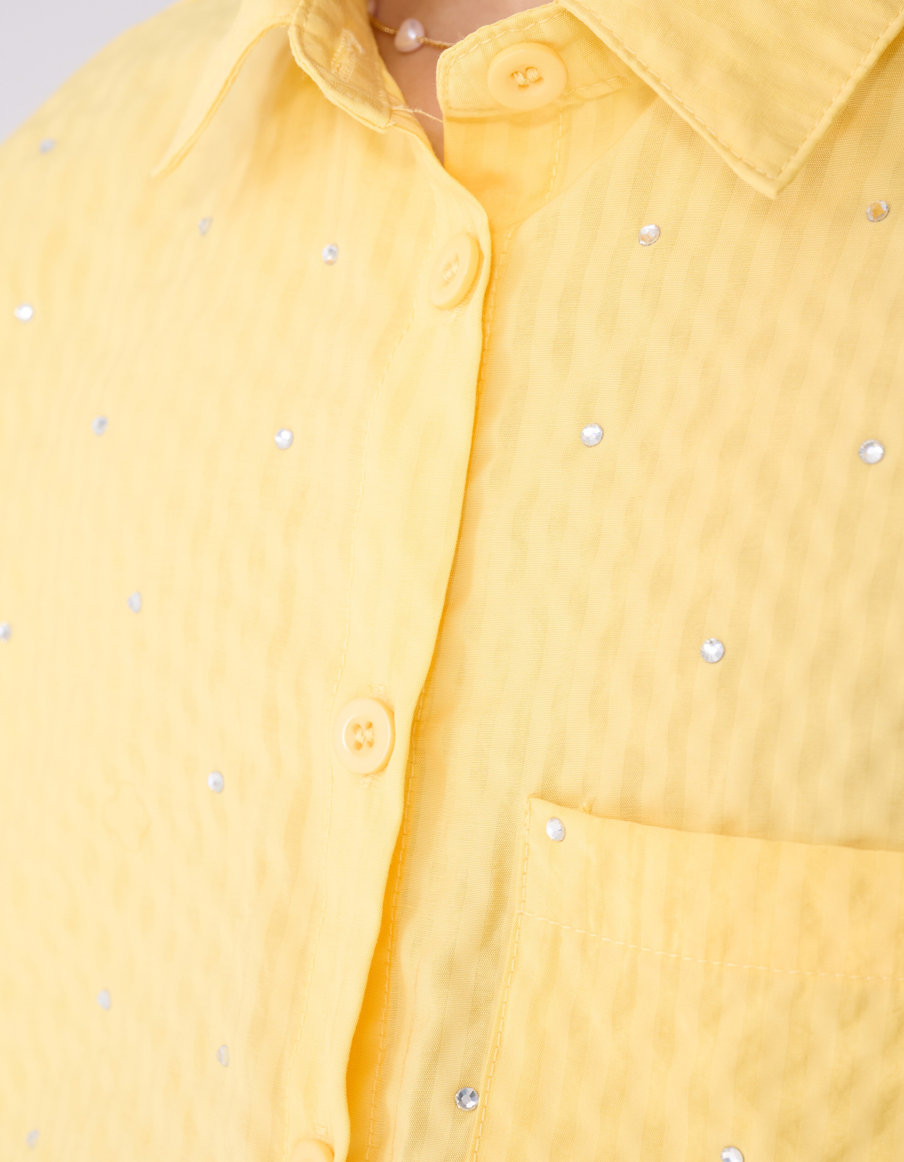 Pinstripe-Strass-Bluse Hellgelb SHOEBY GIRLS