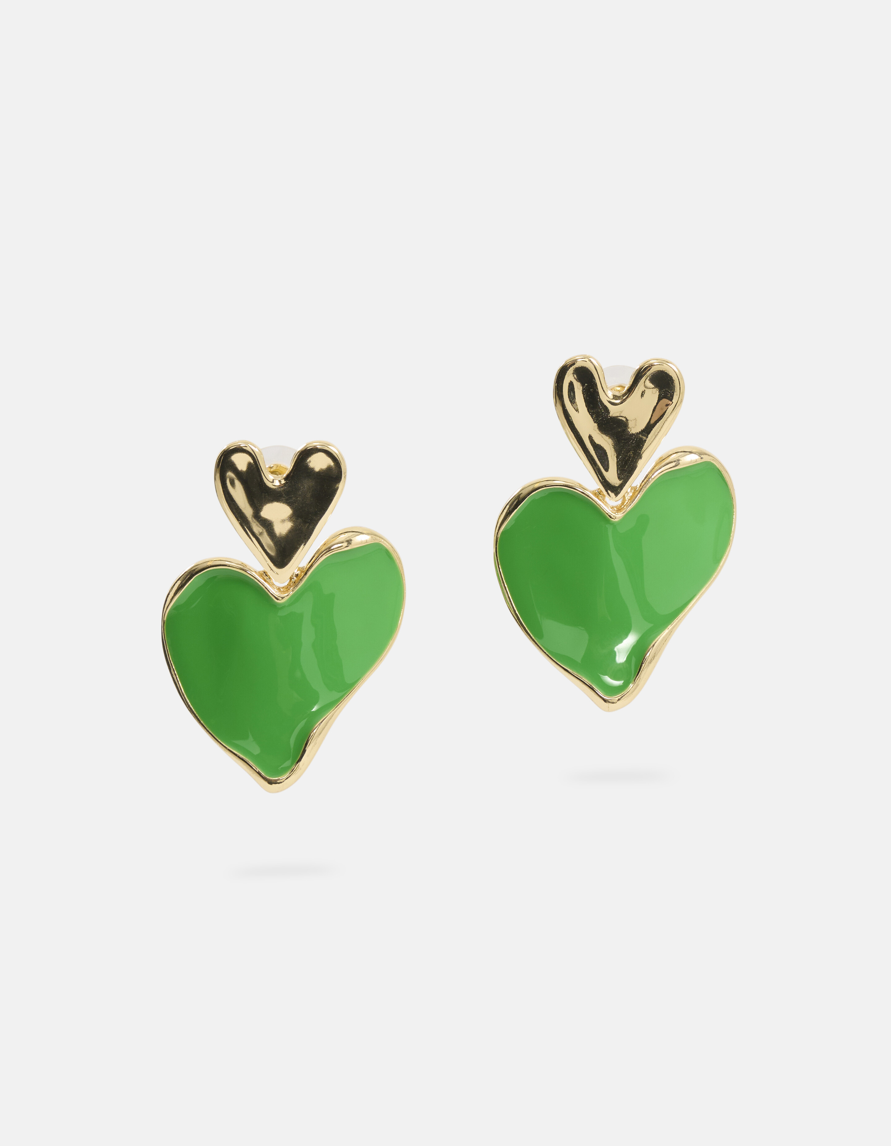 Double Heart Oorbellen groen SHOEBY ACCESSOIRES