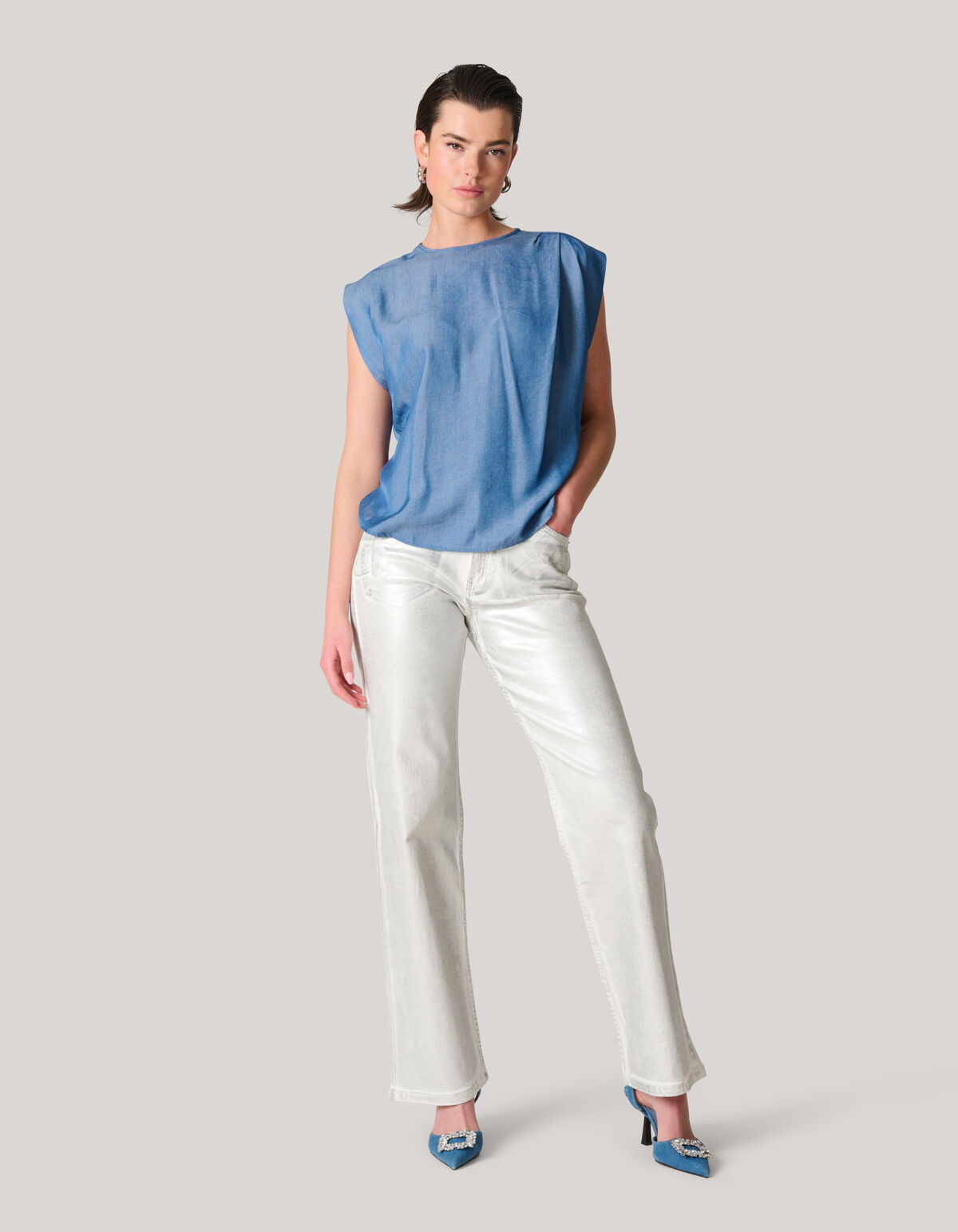 Plissee-Oberteil Blau SHOEBY WOMEN