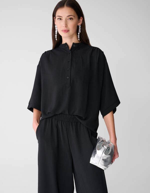 Twist-Bluse mit Nieten Schwarz SHOEBY WOMEN