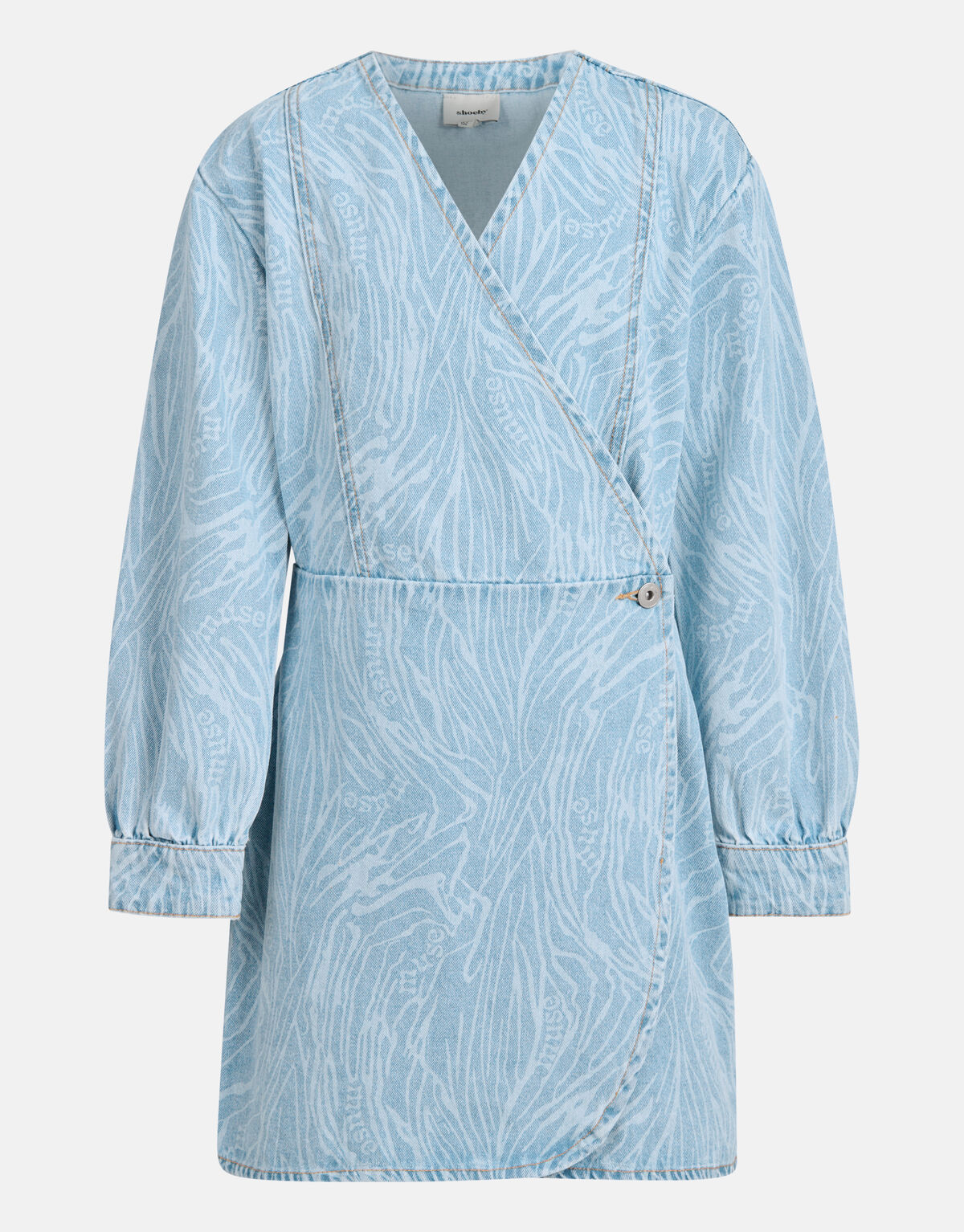 Swirl Print Denim Wrap Jurk Bleached SHOEBY GIRLS