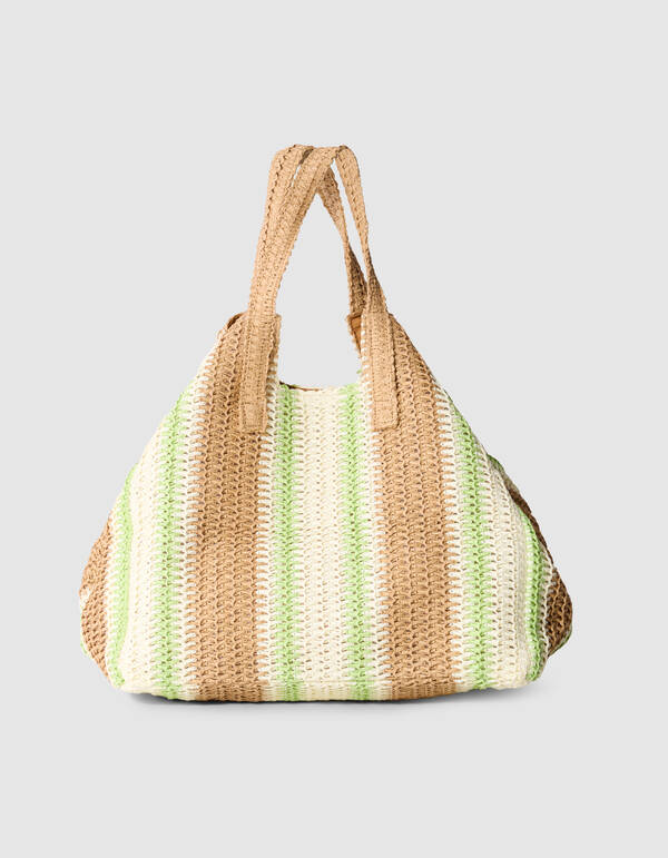 Gestrickter Strand-Shopper Hellgr&uuml;n/Taupe SHOEBY ACCESSOIRES