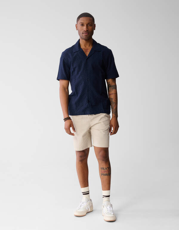 Gewelltes Jacquard-Hemd Dunkelblau SHOEBY MEN