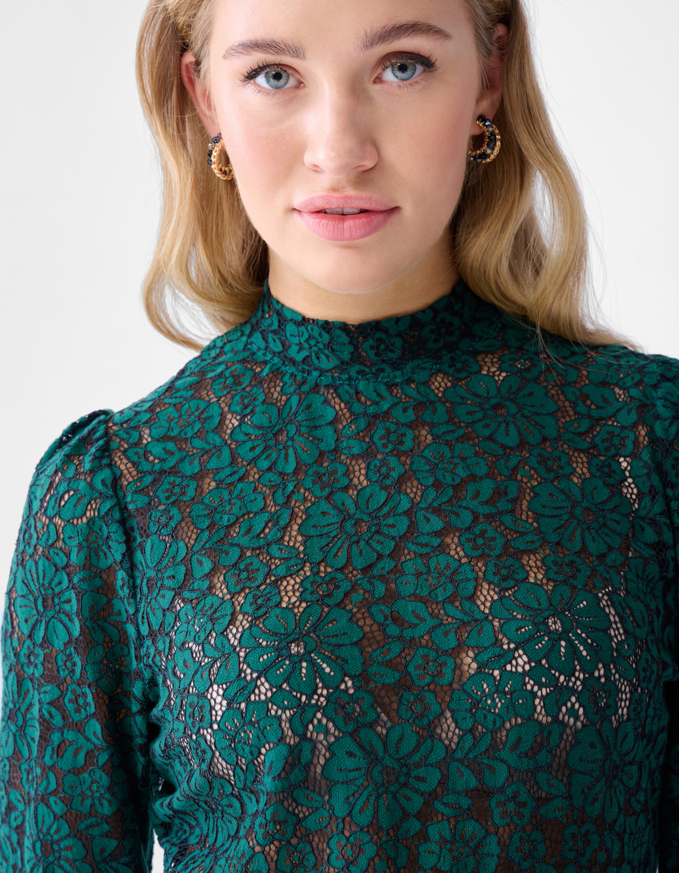 Two Tone Lace Top Dunkelgrün SHOEBY WOMEN