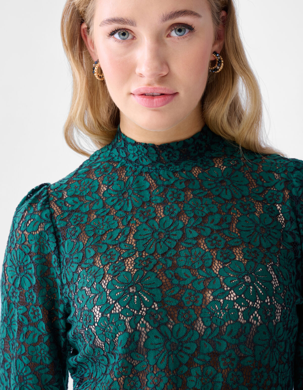 Two Tone Lace Top Dunkelgrün SHOEBY WOMEN