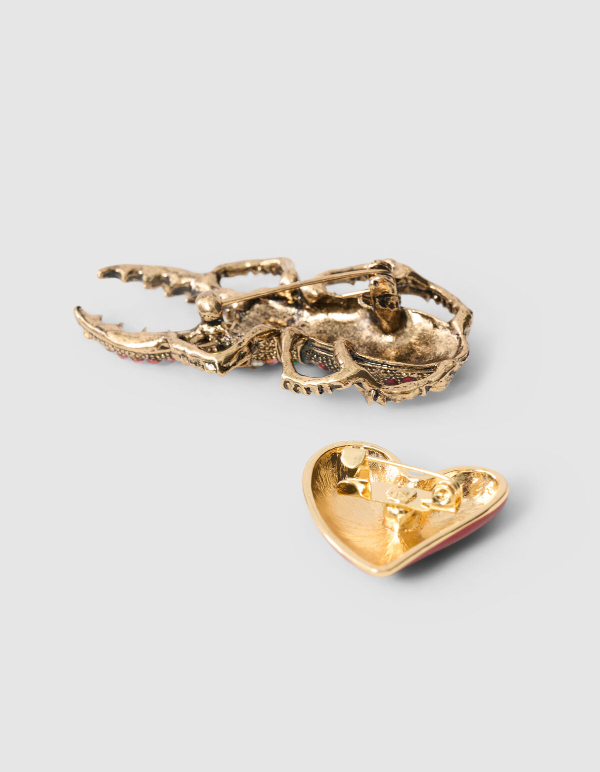 Herz-K&auml;fer-Broschen-Set Rot SHOEBY ACCESSOIRES