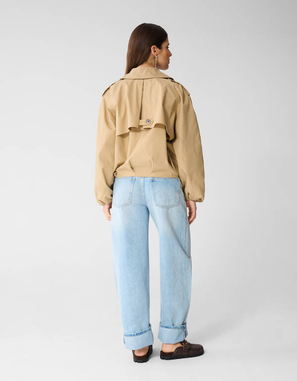 &Uuml;bergro&szlig;er gek&uuml;rzter Trenchcoat Jacke Camel SHOEBY WOMEN