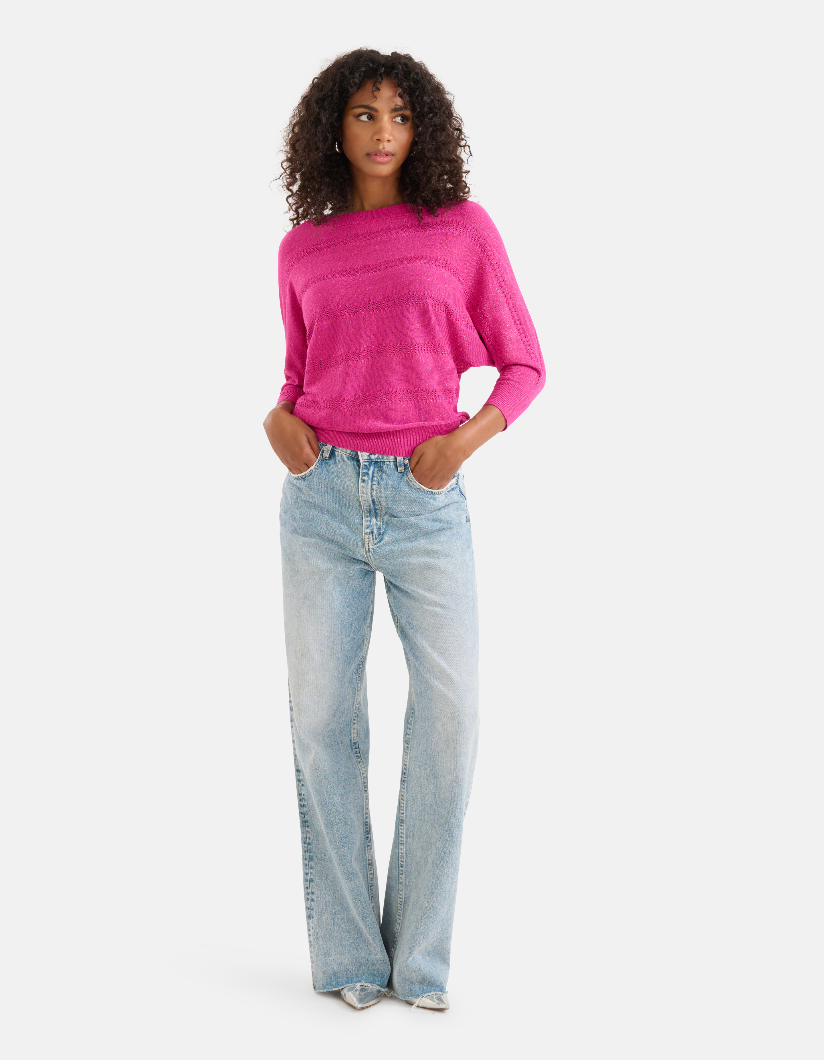 Glitzer Fledermaus-Pullover Rosa SHOEBY WOMEN