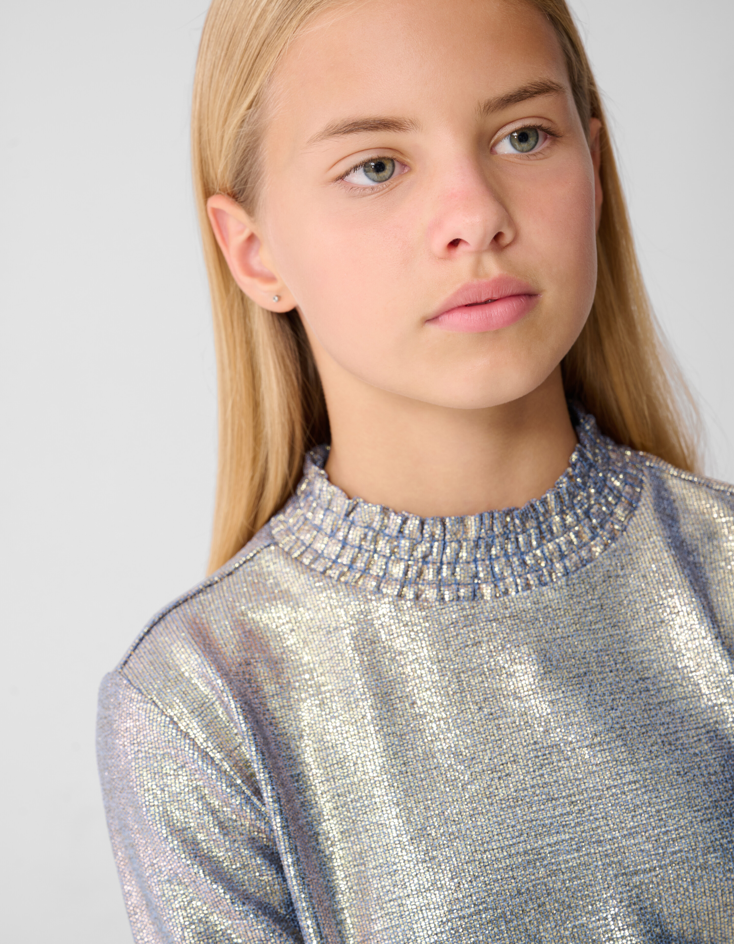 Metallisches Langarm-Top Blau/Silber SHOEBY GIRLS