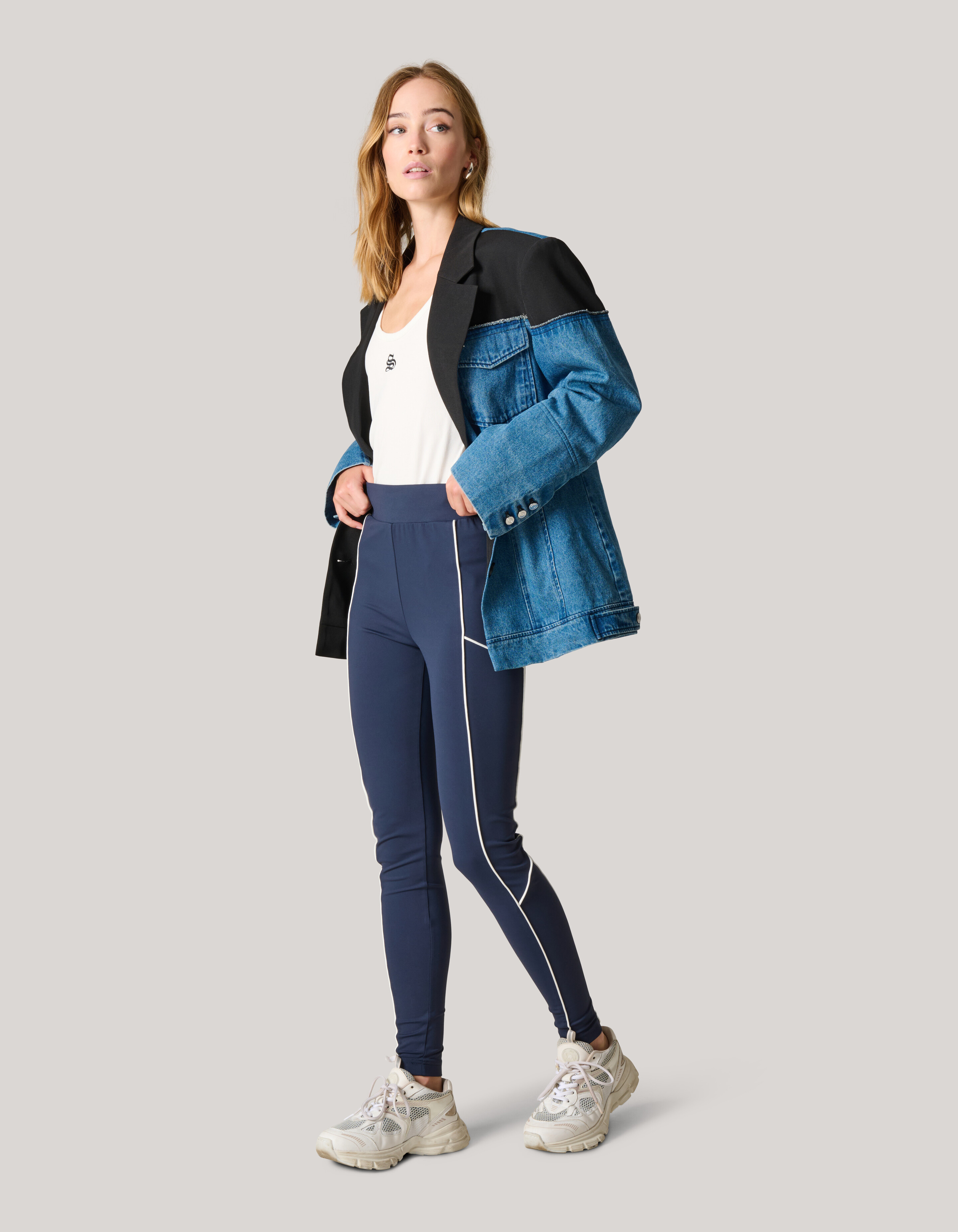 Paspel-Leggings Dunkelblau SHOEBY WOMEN
