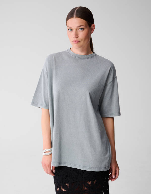 Übergroßes gewaschenes T-shirt Hellgrau SHOEBY WOMEN