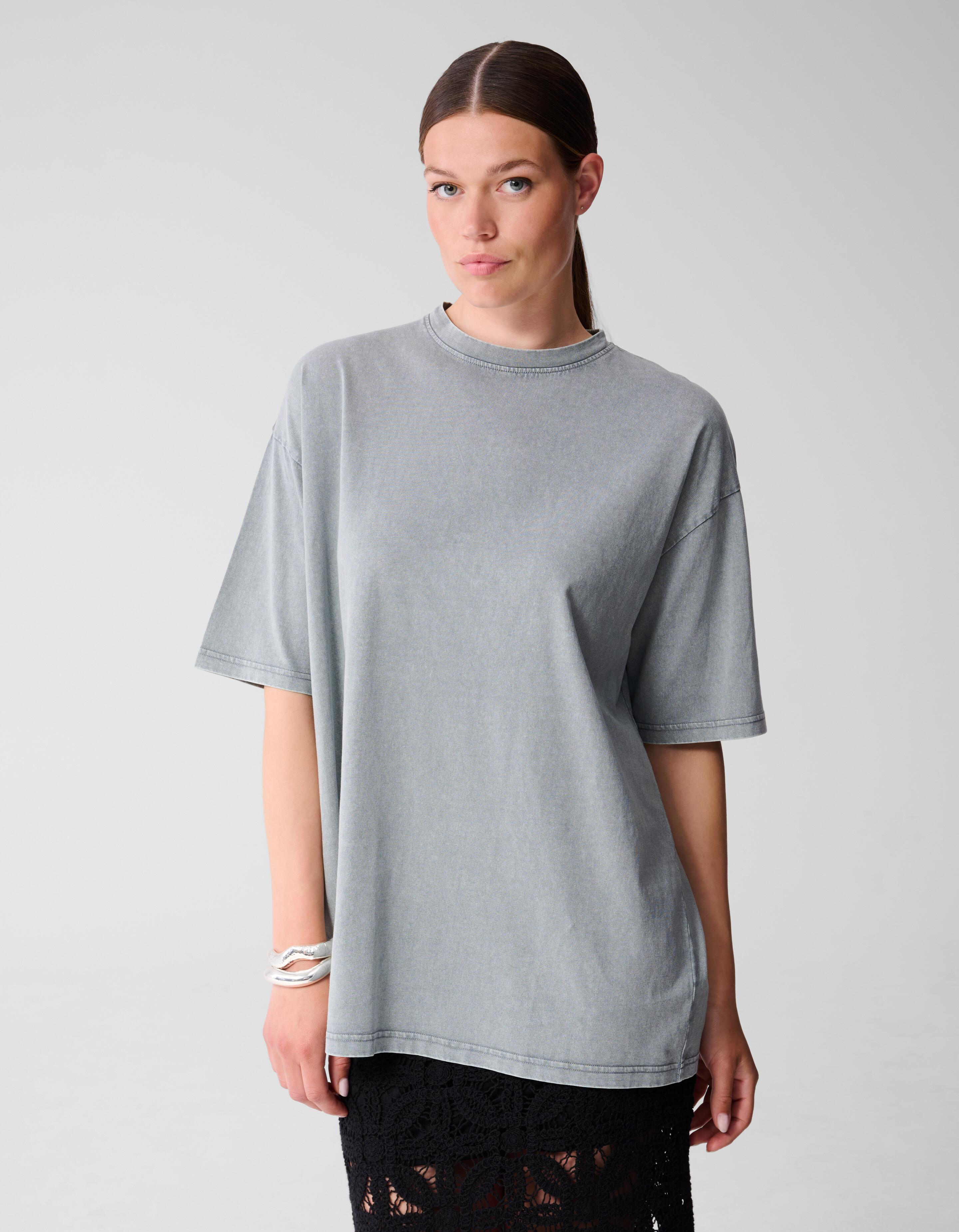 Übergroßes gewaschenes T-shirt Hellgrau SHOEBY WOMEN