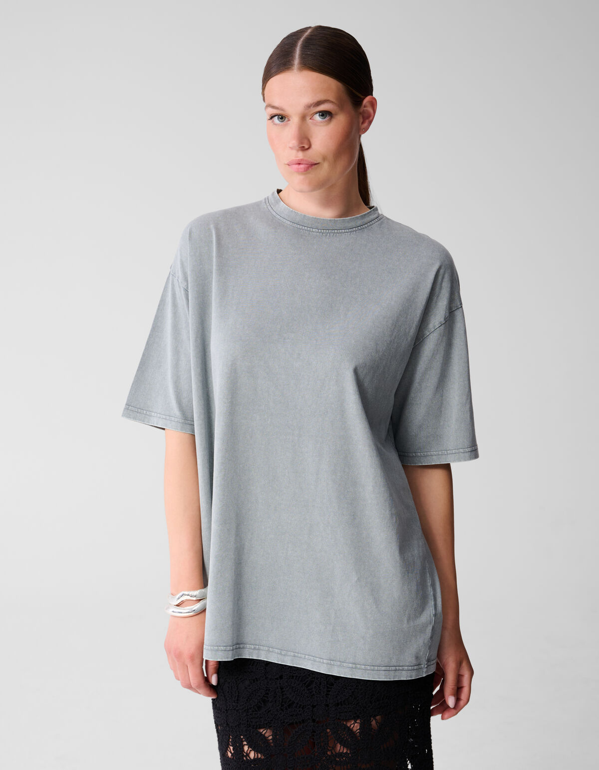 Übergroßes gewaschenes T-shirt Hellgrau SHOEBY WOMEN