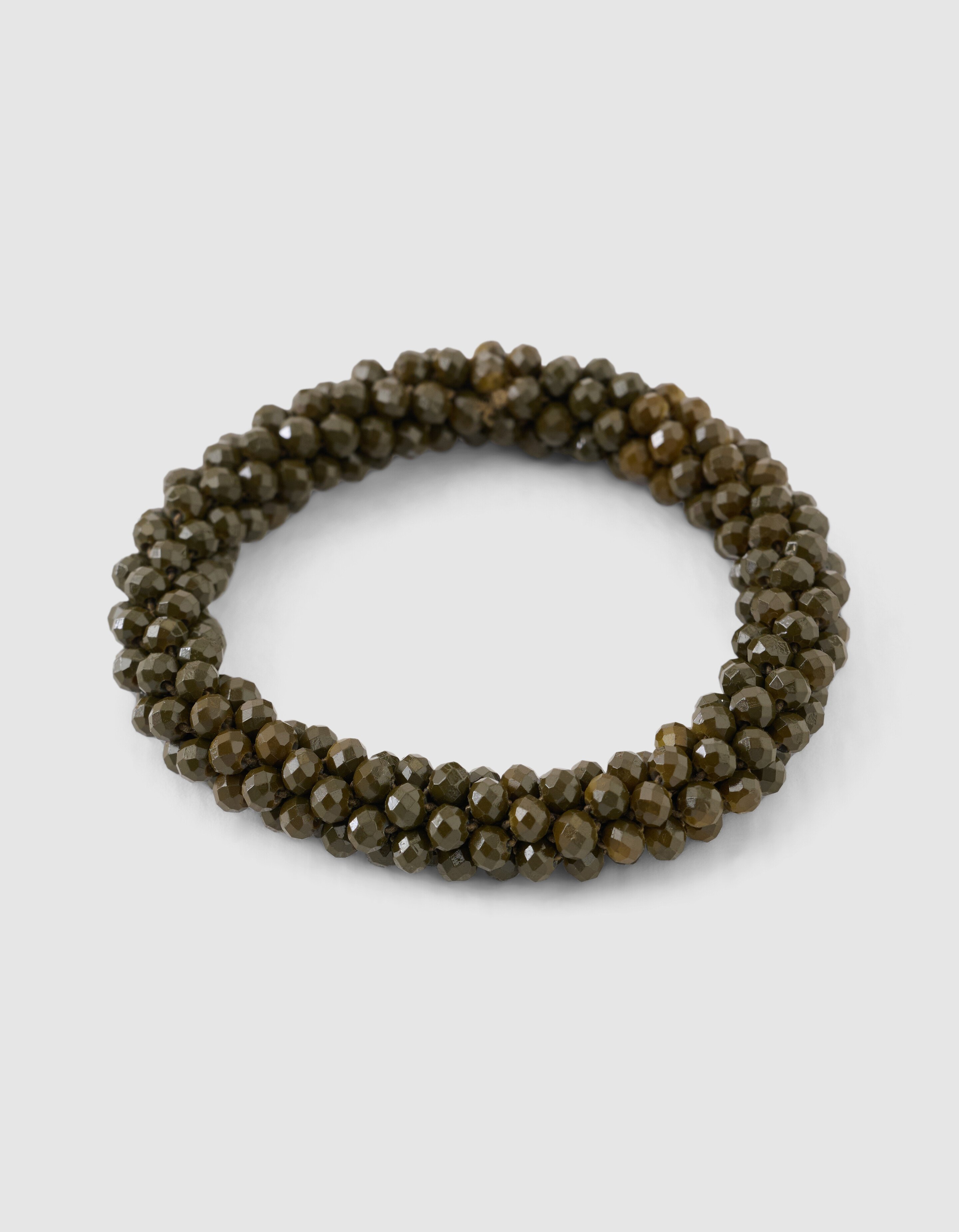 Perlenbesetzte Haarelastiek Khaki SHOEBY ACCESSOIRES