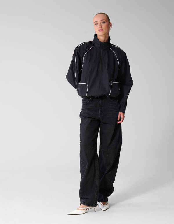 Relaxed Fit Piping Bluse Schwarz SHOEBY WOMEN