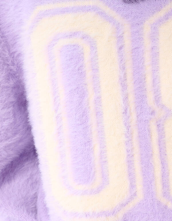 Flauschige Varsity Strickpullover Helllila SHOEBY GIRLS