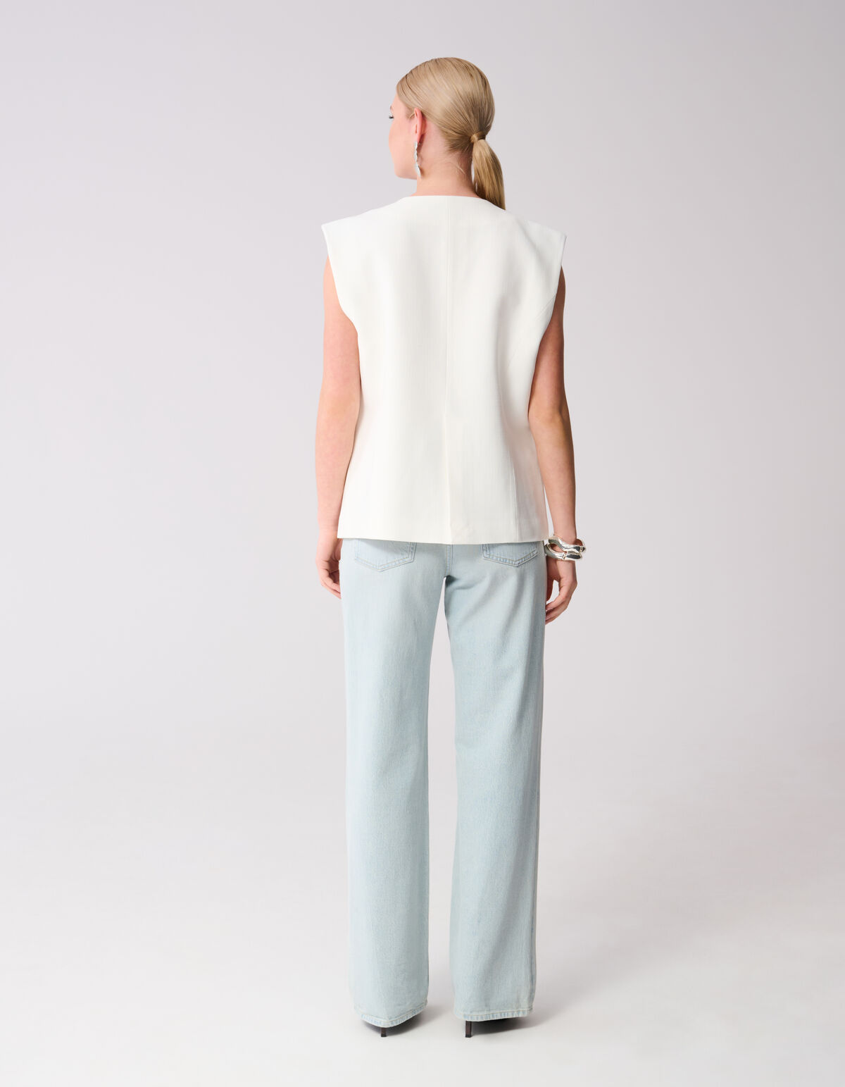 &Uuml;bergro&szlig;es Gilet Off White SHOEBY WOMEN