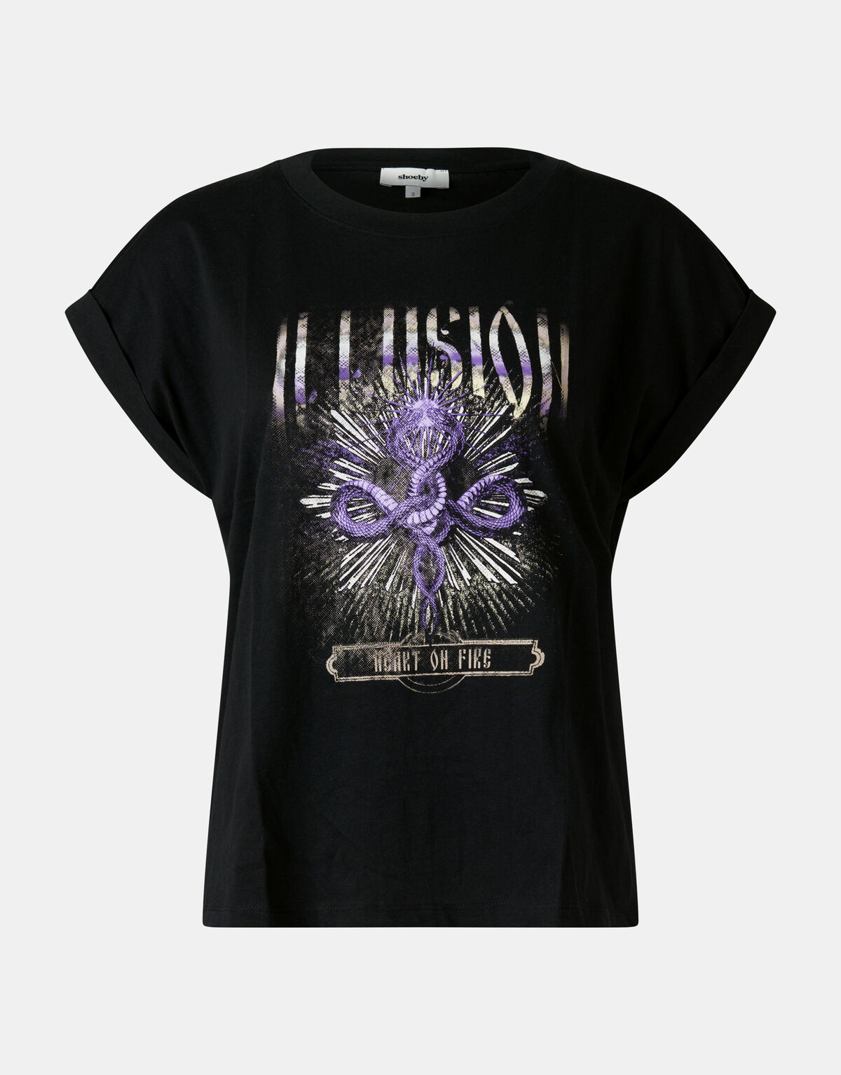 T-Shirt mit grafischem Aufdruck Schwarz SHOEBY WOMEN