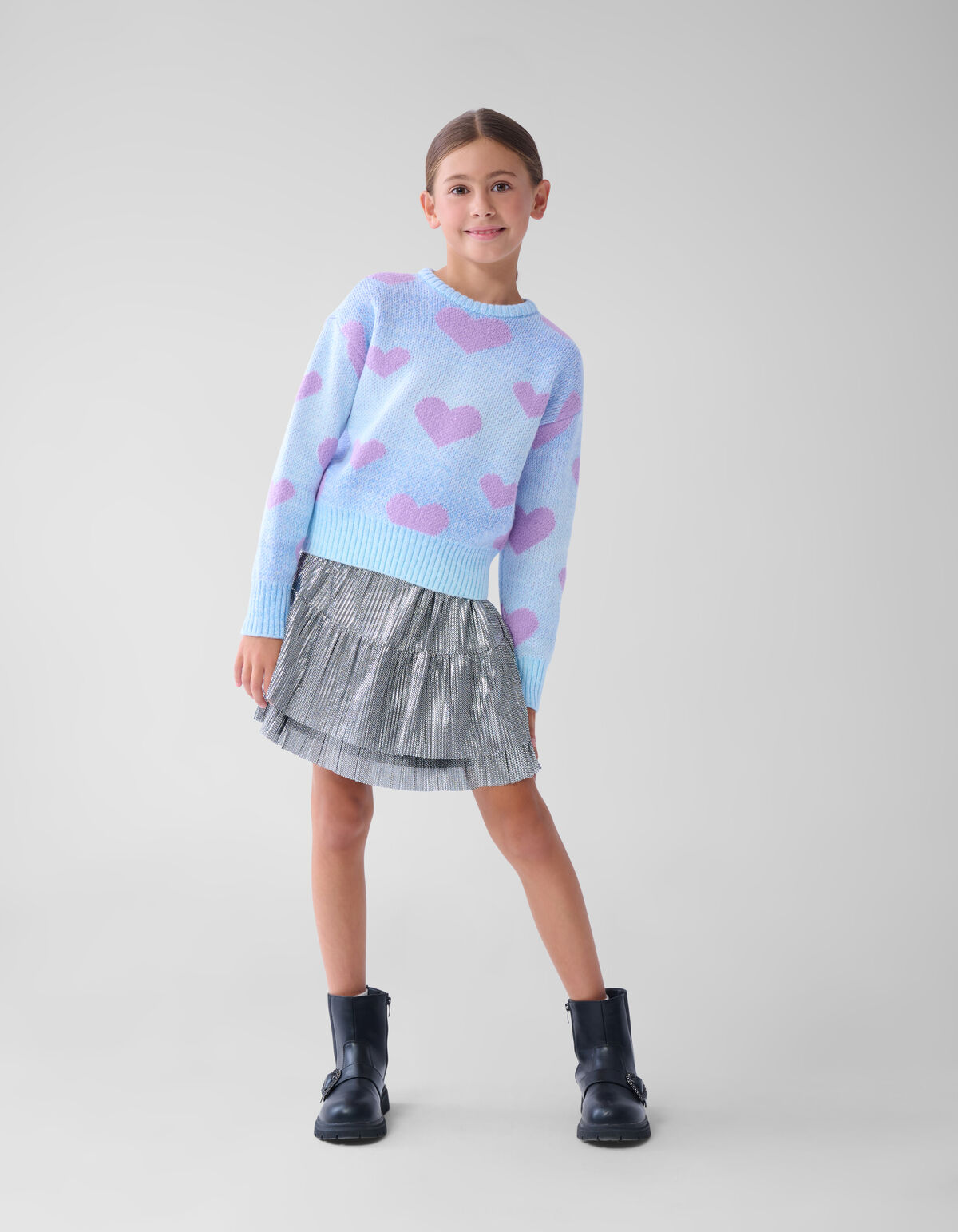 Herz bedruckter Degrade Pullover Blau SHOEBY GIRLS