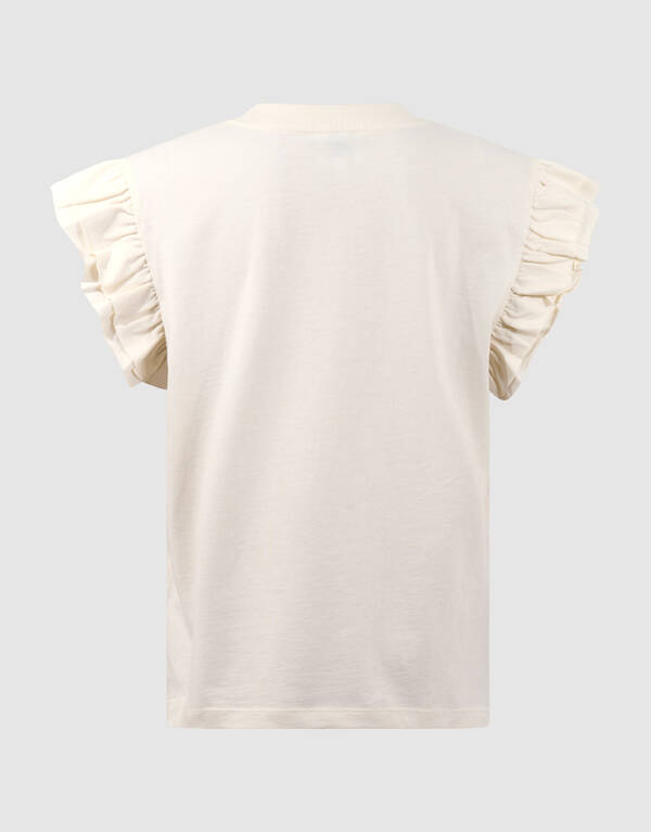 Ruffle Soleil Artwork T-Shirt Off-White SHOEBY GIRLS