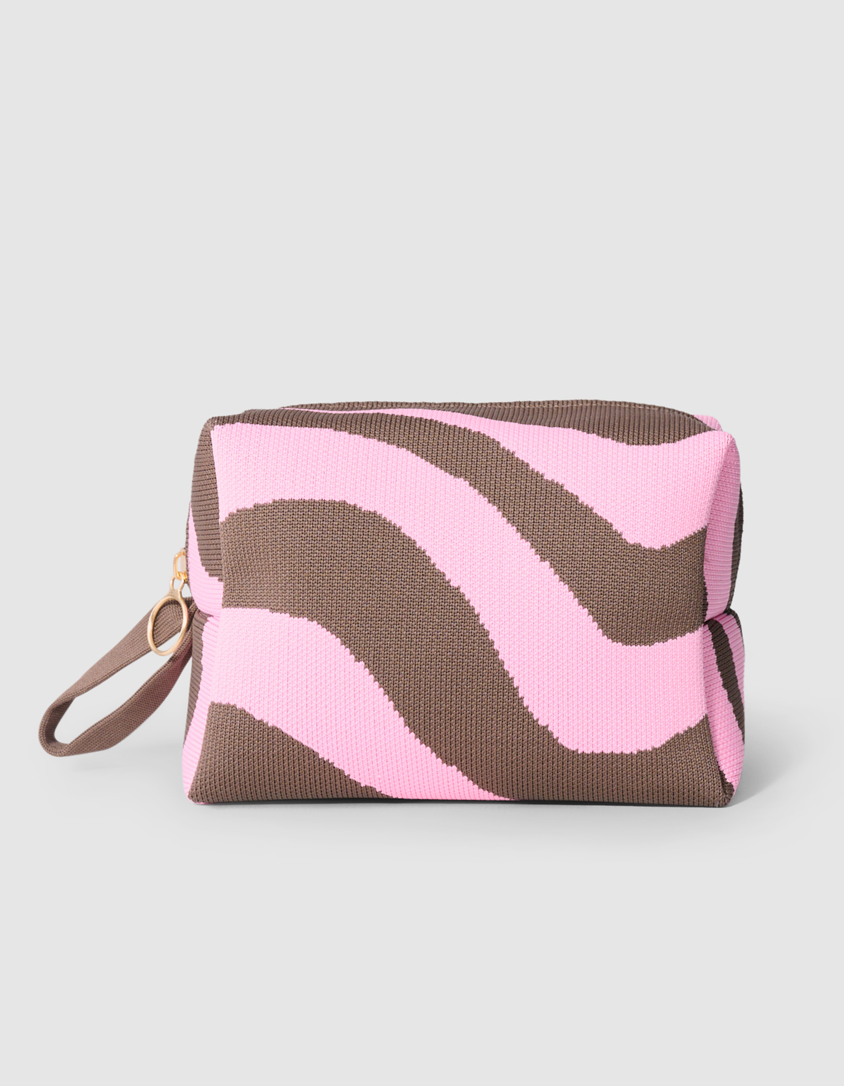 Gestrickte Kulturtasche Rosa/Braun SHOEBY ACCESSOIRES