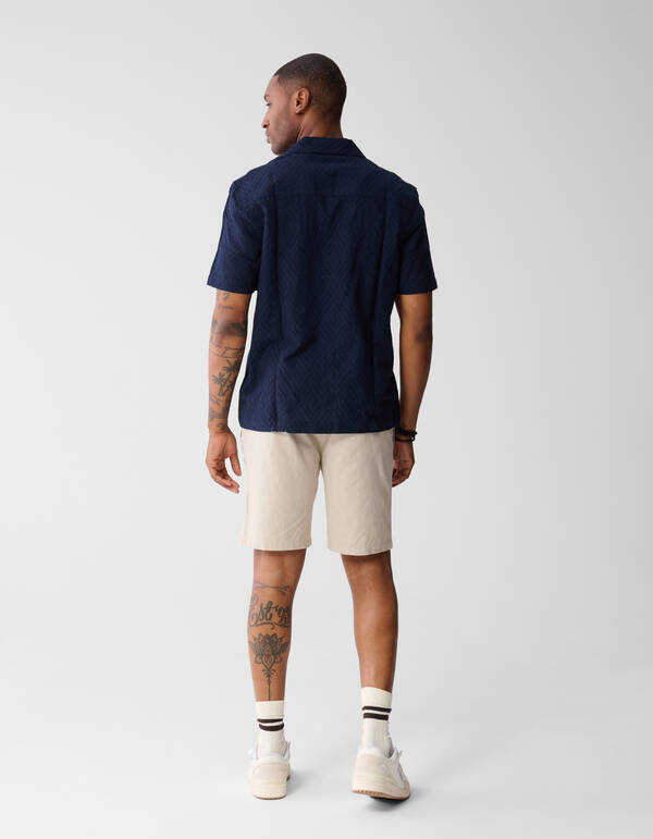 Gewelltes Jacquard-Hemd Dunkelblau SHOEBY MEN