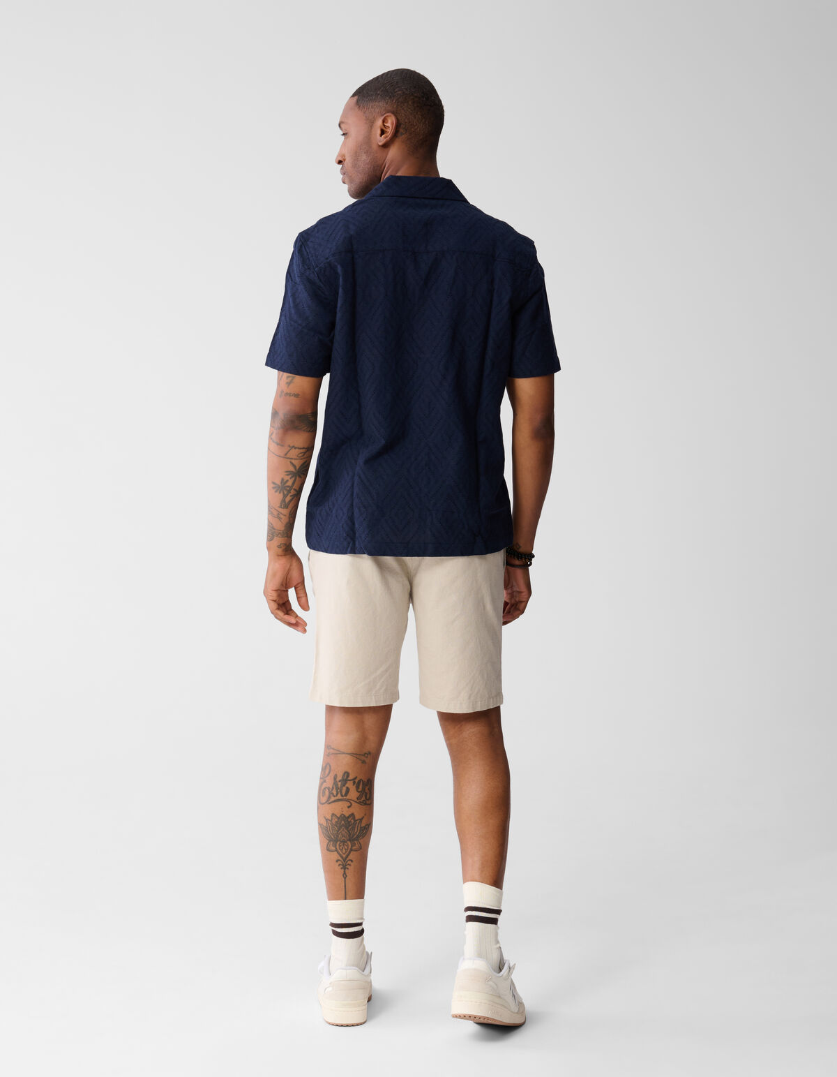 Gewelltes Jacquard-Hemd Dunkelblau SHOEBY MEN