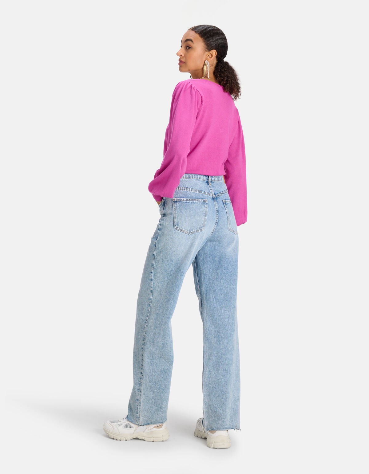 Gestrickter Pullover mit V-Ausschnitt Rosa SHOEBY WOMEN