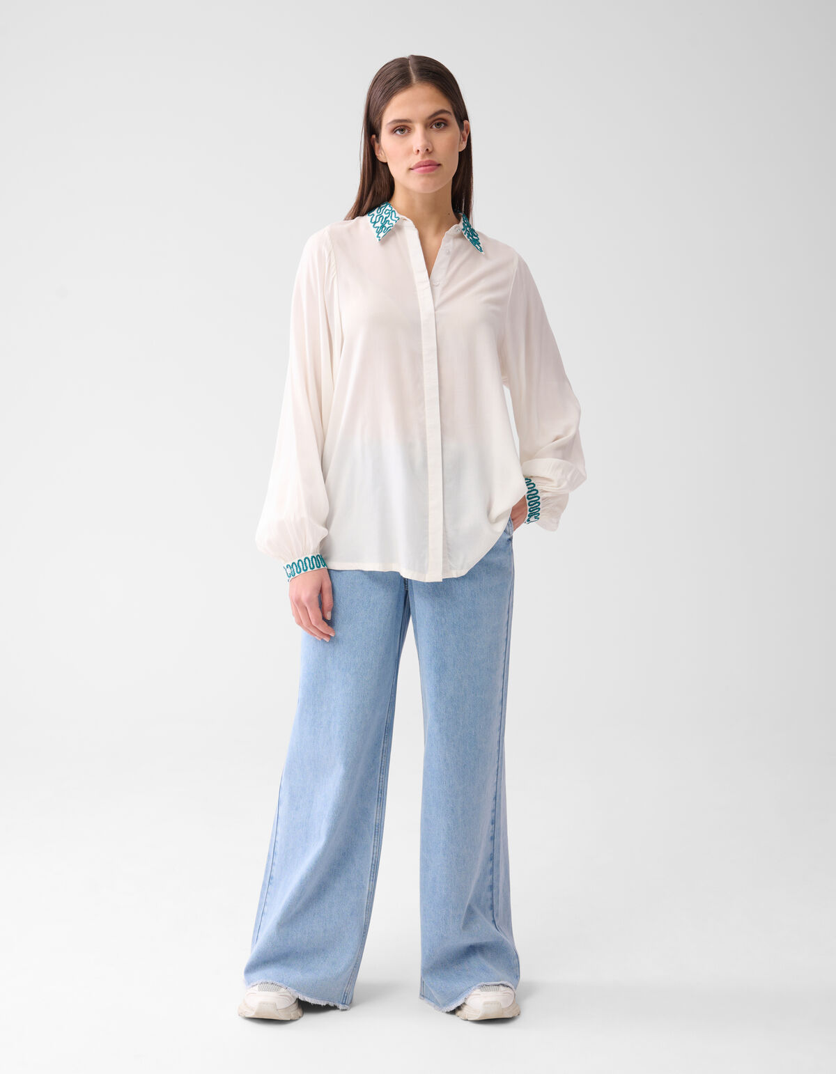 Kordel-Stickerei Bluse Offbroken White SHOEBY WOMEN