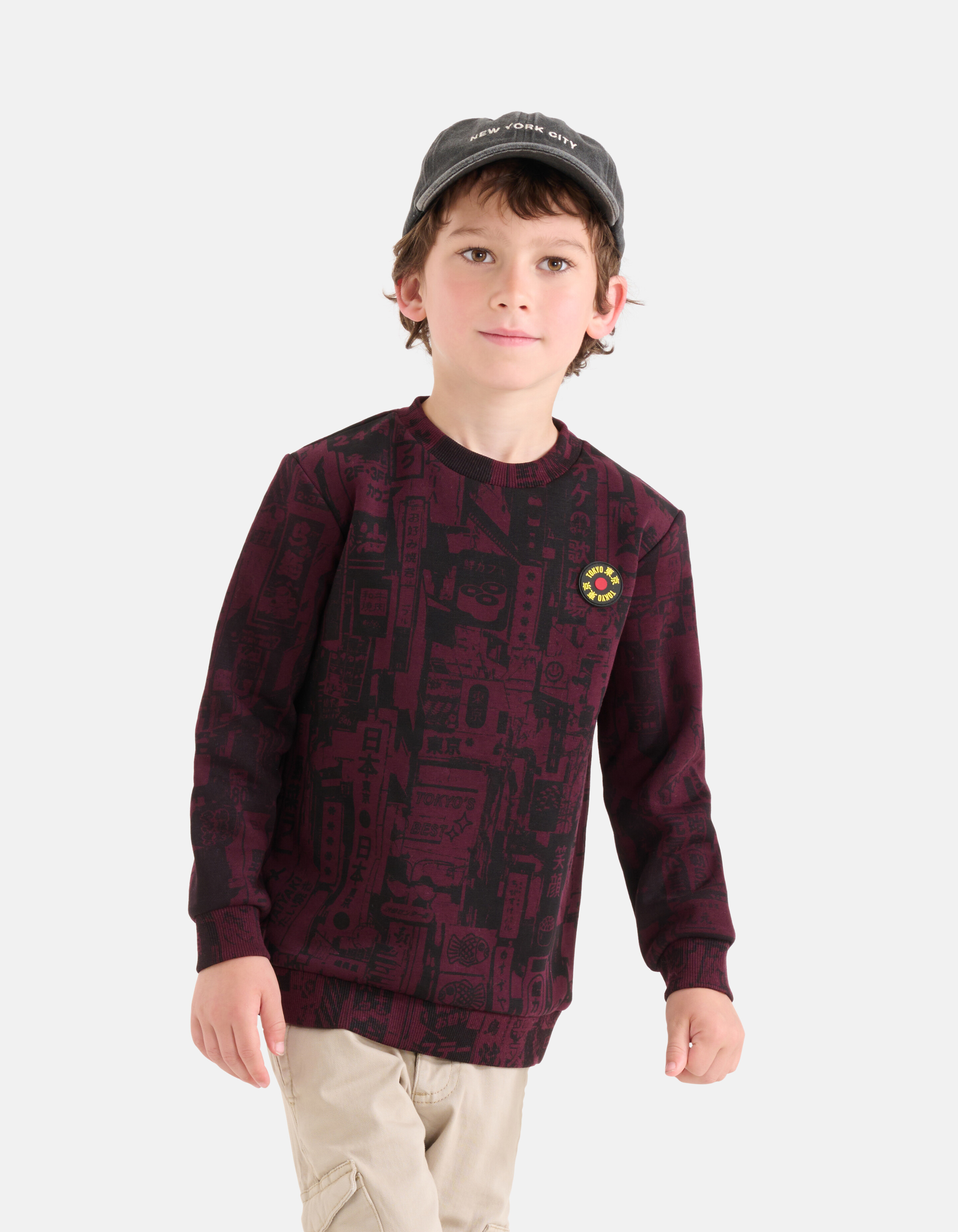 Printed Sweater Bordeaux SHOEBY BOYS