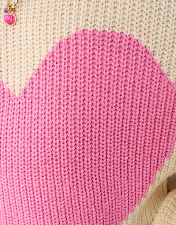Pullover mit großem Herz Sand SHOEBY GIRLS