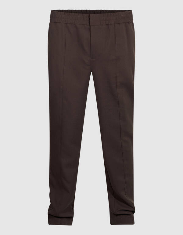 Straight Fit Pintuck Hose Dunkelbraun SHOEBY MEN