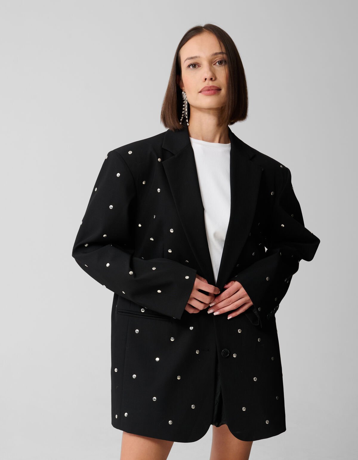 Oversized-Blazer mit Nieten Schwarz SHOEBY WOMEN