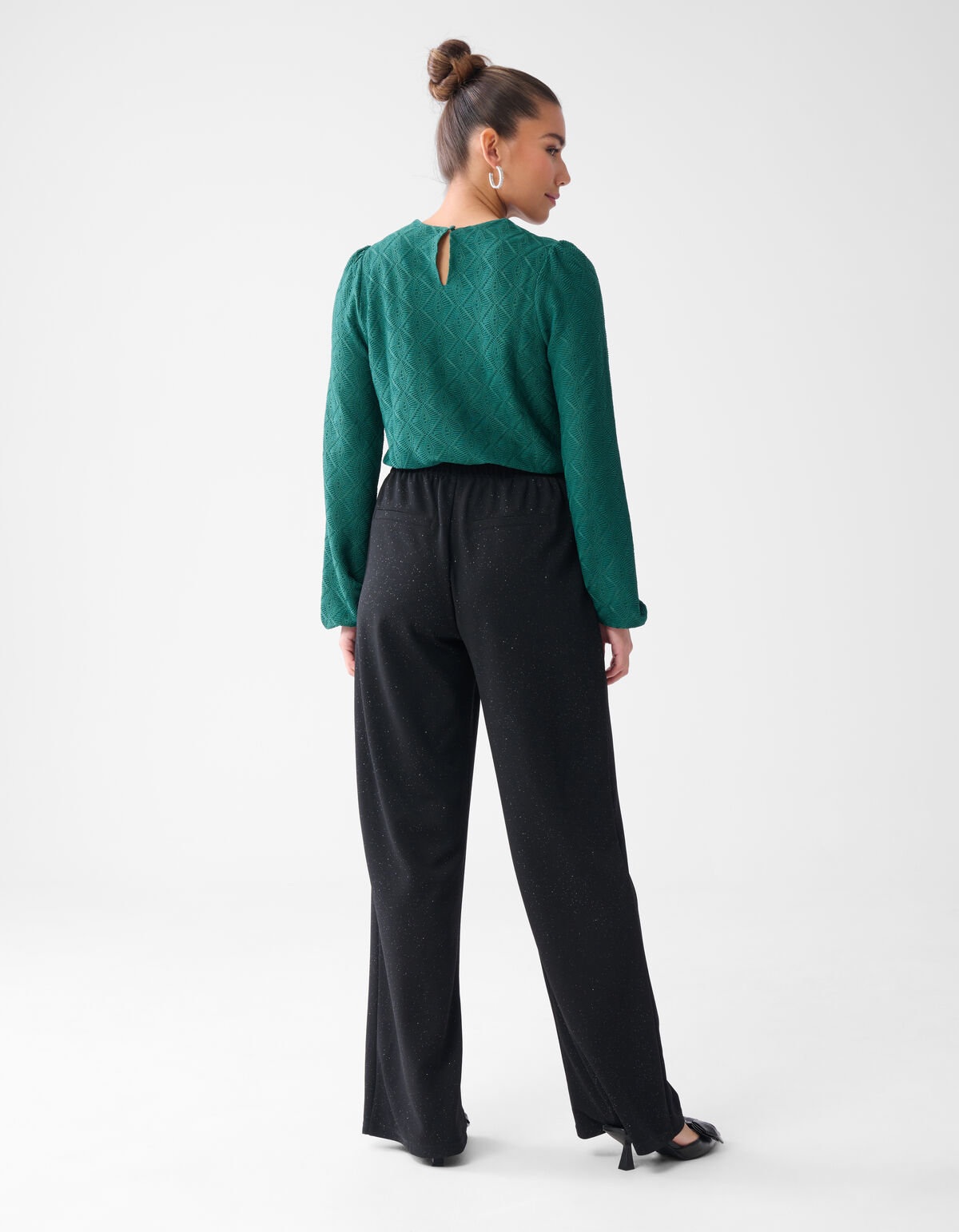 Glitzerhose mit weitem Bein Schwarz SHOEBY WOMEN