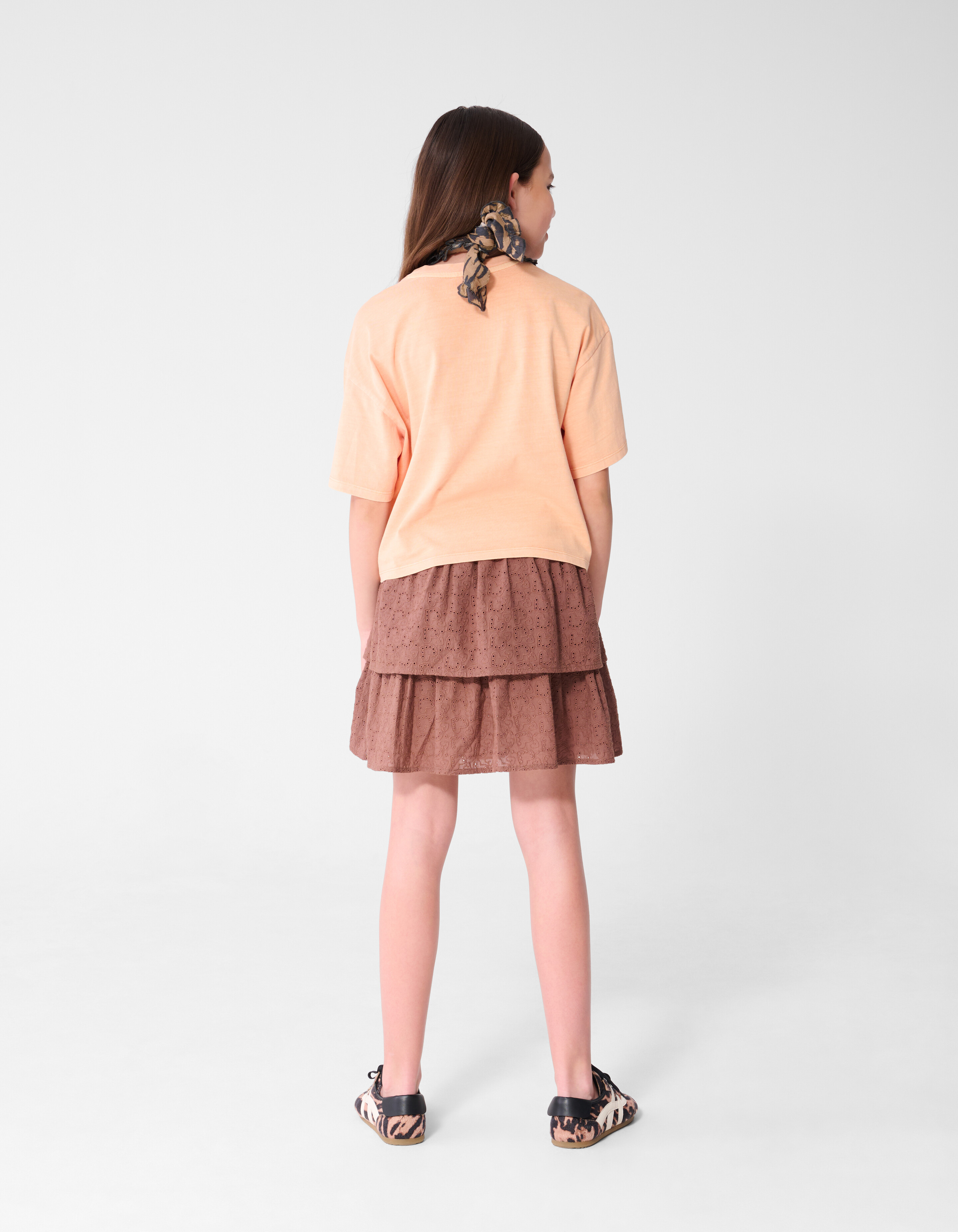 Strik Stickerei T-Shirt Hellorange SHOEBY GIRLS
