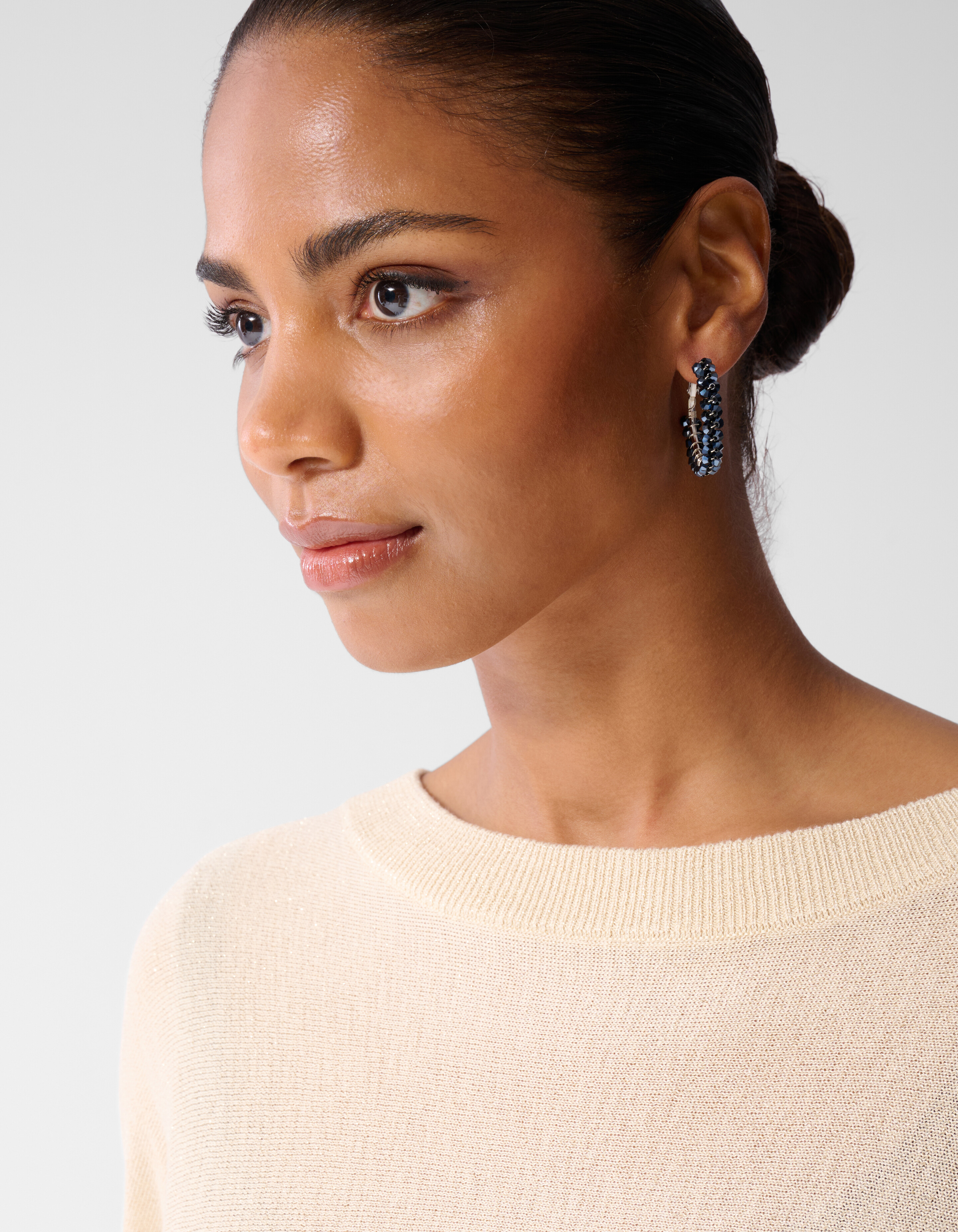 Beaded Hoop Ohrringe Blau/Silber SHOEBY ACCESSOIRES