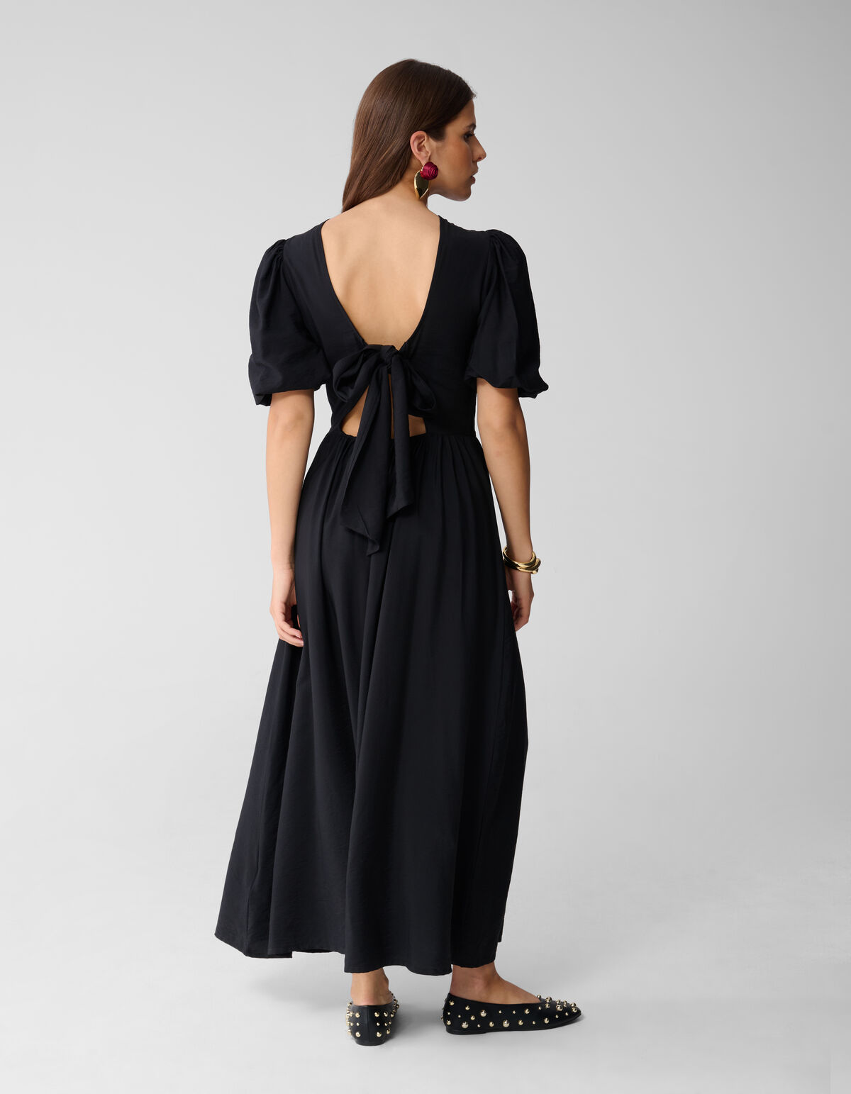 Maxikleid mit Schleife Schwarz SHOEBY WOMEN