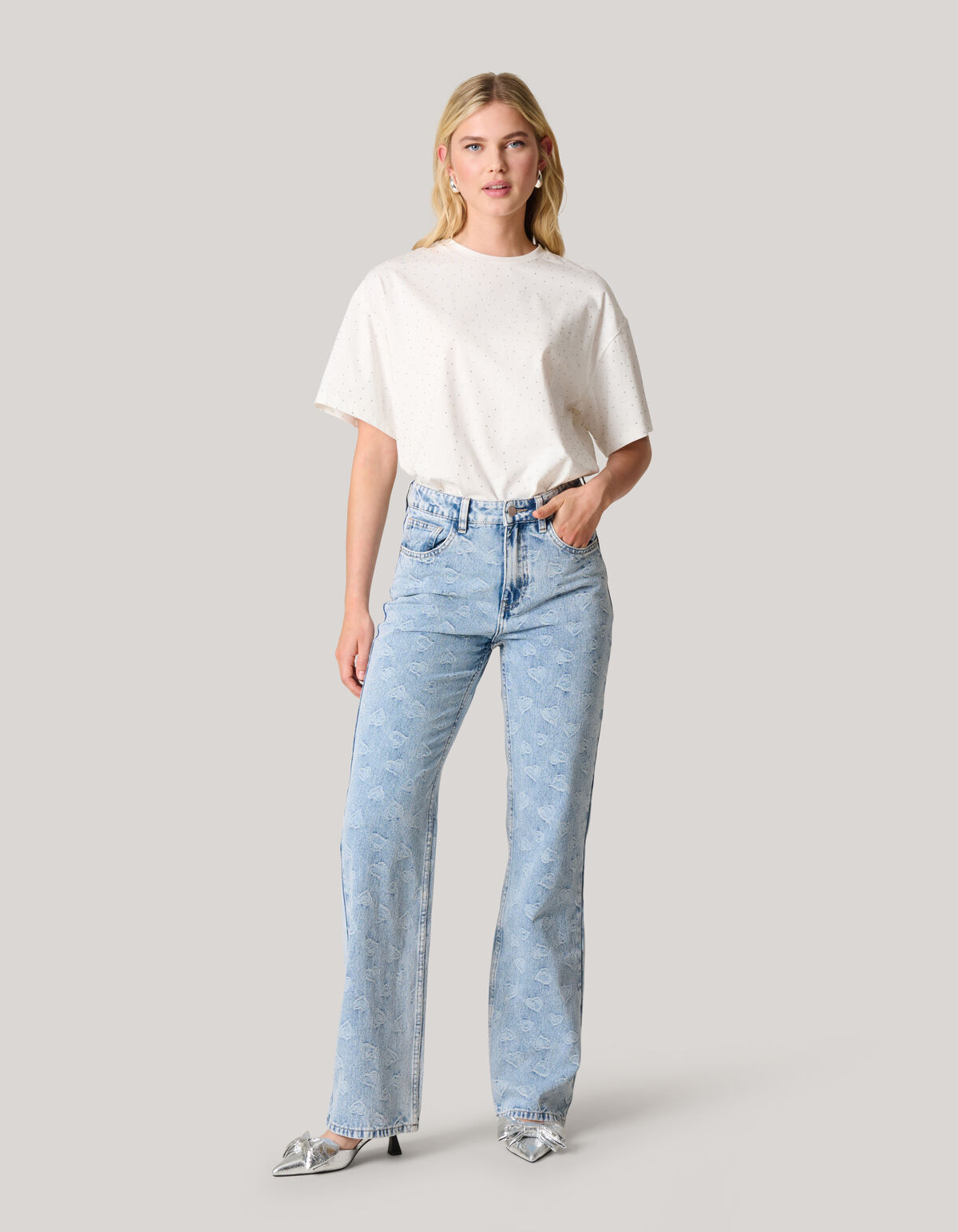 Jacquard Straight Fit Jeans Bleached SHOEBY WOMEN