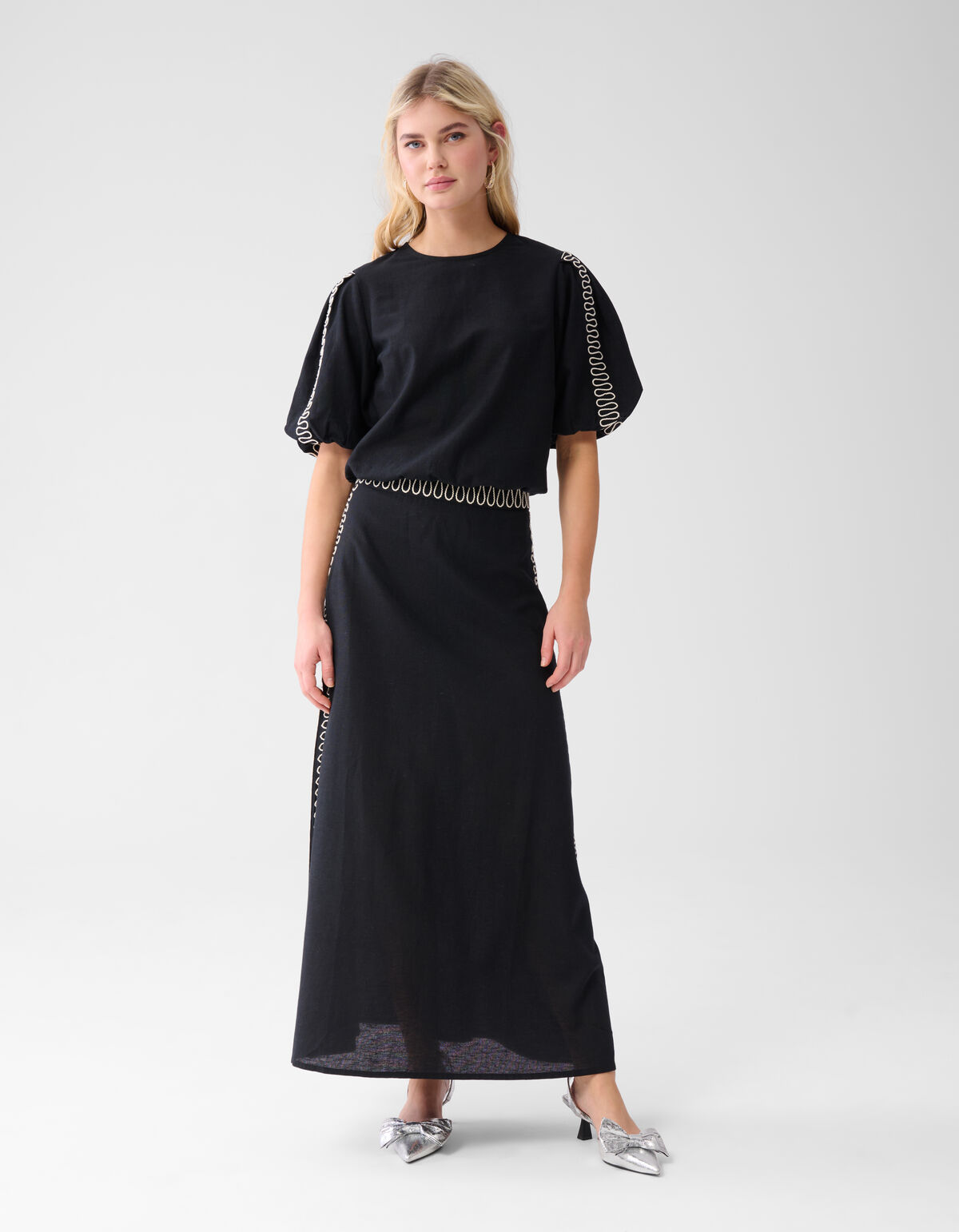 Besticktes Cropped Top Schwarz SHOEBY WOMEN
