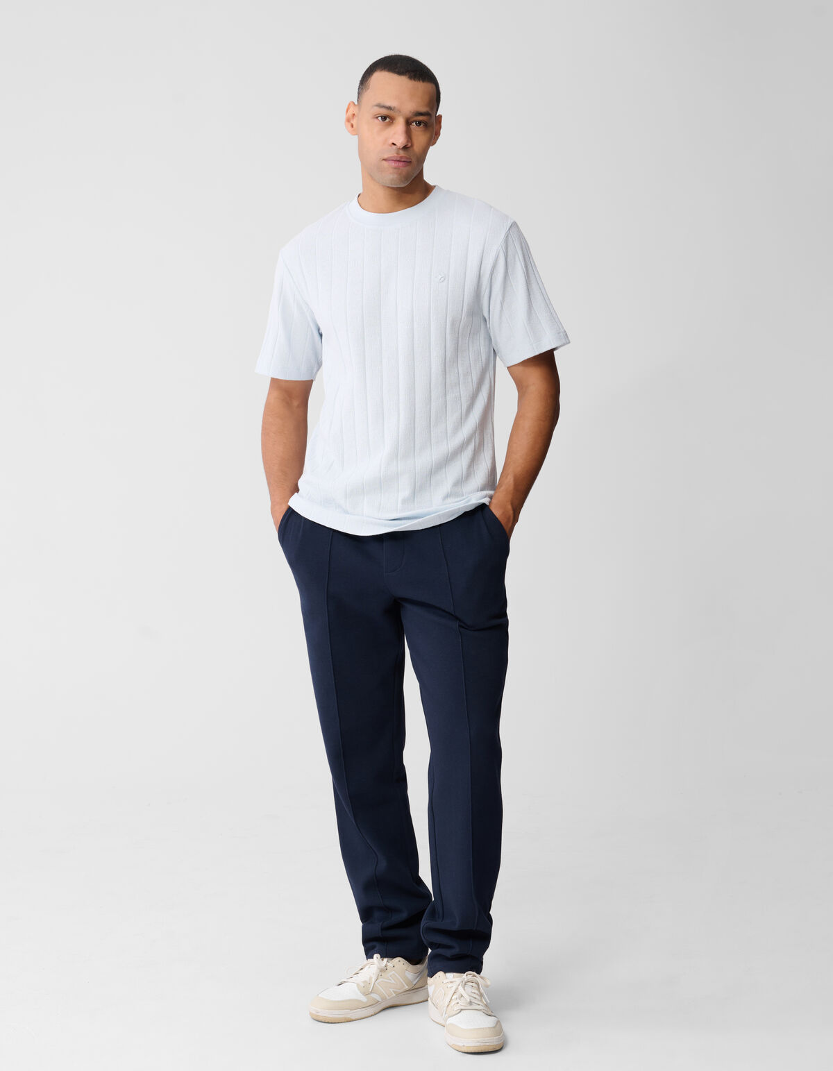 Struktur Stripe Artwork T-Shirt Hellblau SHOEBY MEN