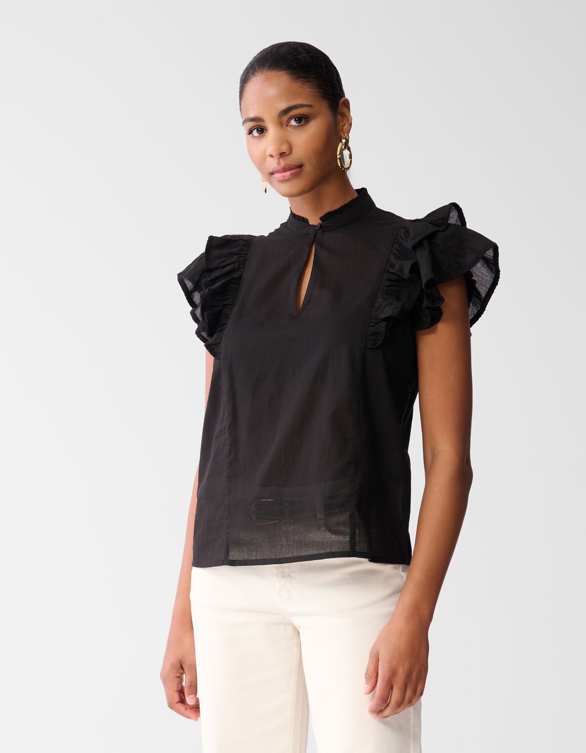 Rüschen-Top Schwarz SHOEBY WOMEN