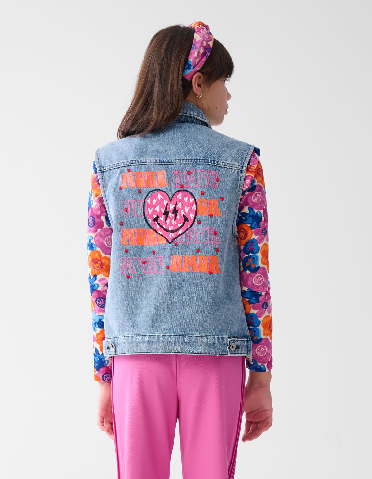 Embroidery Denim Gilet Blauw SHOEBY GIRLS