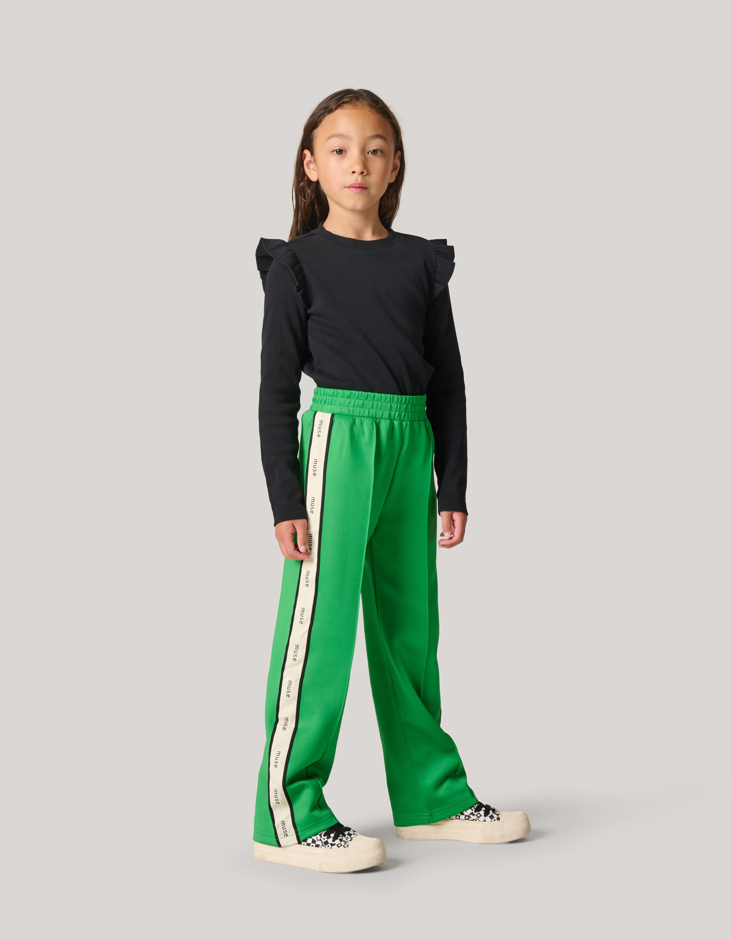 Langärmeliges Top mit Rüschenbesatz Schwarz SHOEBY GIRLS