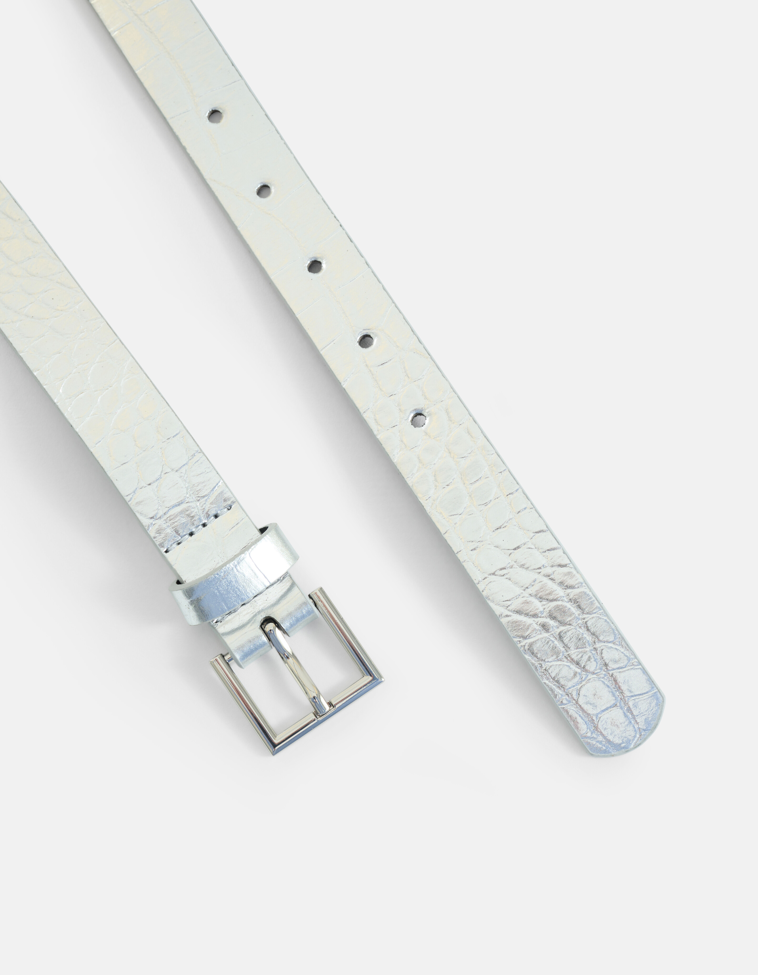 Metallischer Kroko-Gürtel Silber SHOEBY ACCESSOIRES