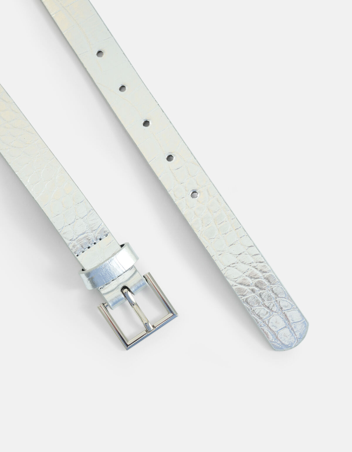 Metallischer Kroko-Gürtel Silber SHOEBY ACCESSOIRES